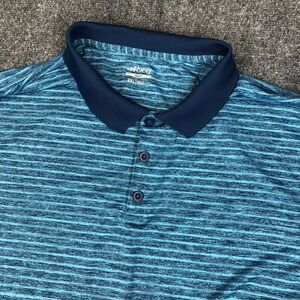 BCG GOLF Mens 2XL Blue Striped Short Sleeve Polo Shirt Breathable Activewear